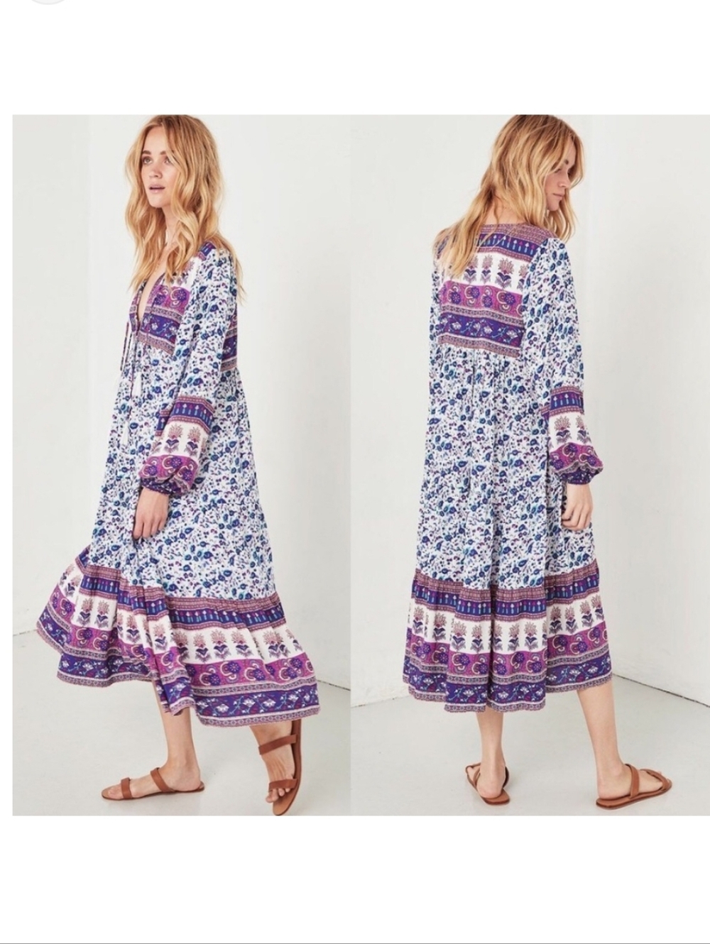 Spell & The Gypsy Collective Gypsy Love Boho Midi Floral Dress S Berry - Picture 2 of 12